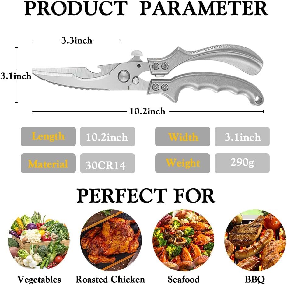 Küchenschere Edelstahl mit Metallgriff Geflügelschere knochenbrecher
