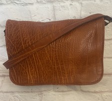 I Medici Genuine Pebbled Leather Messenger Bag Caramel Brown Crossbody Exc!