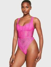 Victoria's Secret Summer Pink Lace Bodysuit XL Teddy Thong