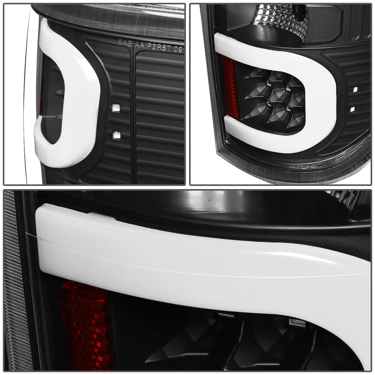 FOR 2009 2014 FORD F 150 DUAL LED BAR TUBE TAIL LIGHT BRAKE LAMPS BLACK for-2009-2014-ford-f-150-dual-led-bar-tube-tail-light-brake-lamps-black