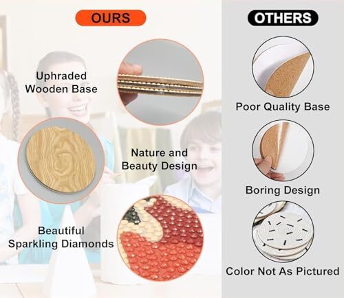 6pcs DIY Diamond Art Painting Kits Coasters with Holder, Diamond Tree of Life - Bild 2 von 7