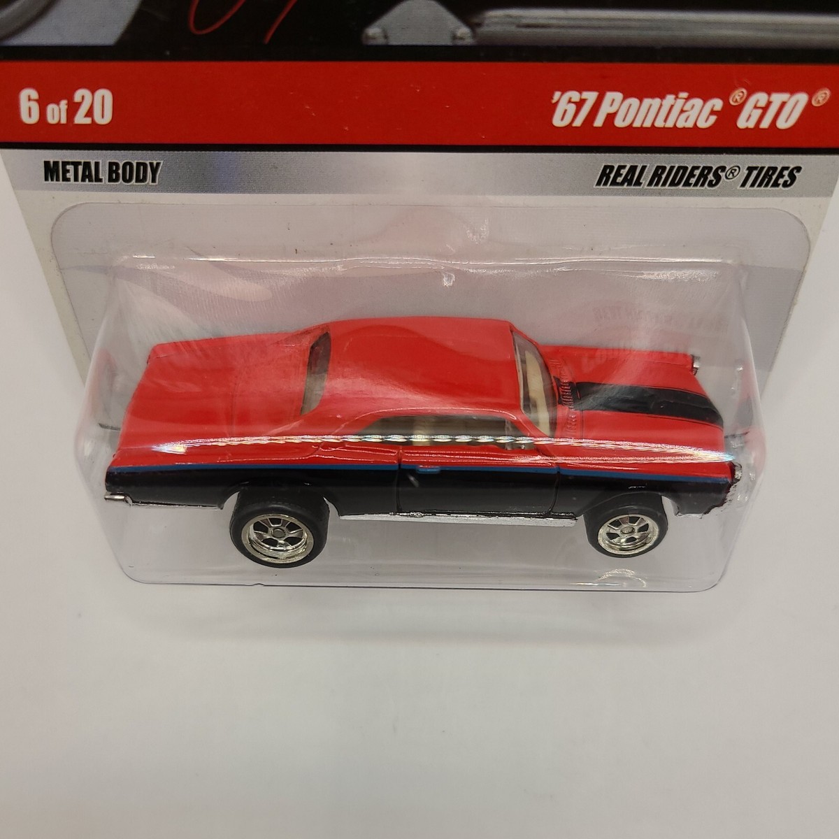 HOT WHEELS LARRY'S GARAGE 67 PONTIAC GTO CAR RED BLACK BLUE STRIPE