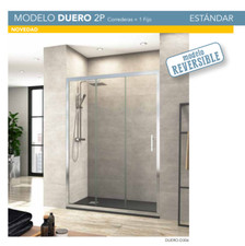 Mampara de ducha Duero con 2 puertas correderas y 1 tramo fijo - Vidrio de 6 mm