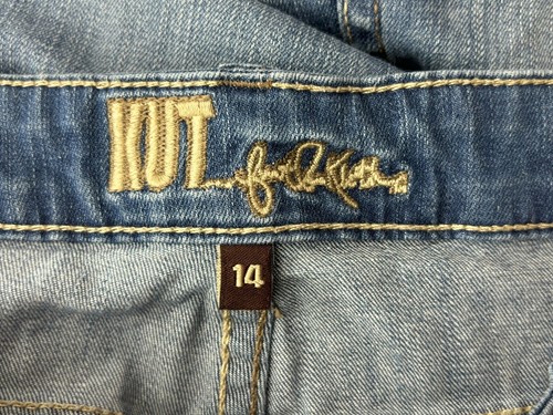 Gonna midi jeans donna Kut From The Kloth lavaggio medio blu denim linea A taglia 14 - Foto 13 di 15