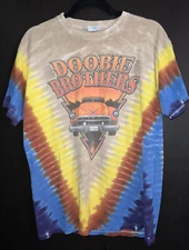 Doobie Brothers Hot Rod Highway Blue Yellow Tie Tye Dye T Shirt Rock concert Med