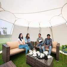 PE Floor & Sun Shade Sail & LED String Lights for Bubble Tent Screen House