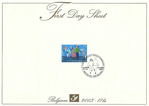 [FDS111] Belgium FDS 2003-17bis Social Cohesion First Day Sheet SUPERB