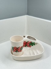 Vintage Christmas Toothbrush Holder  Cup Set Made in Taiwan Holiday Bath Decor