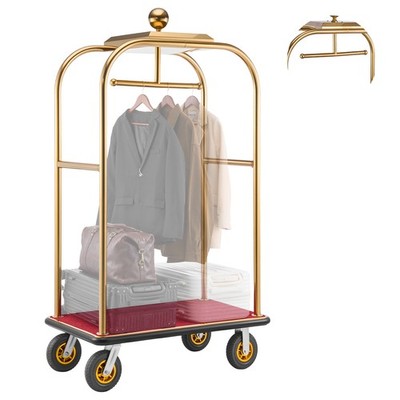 VEVOR Hotel Luggage Cart 1200 lbs Bellman Cart 8 in Rubber Wheels Hotels Gold
