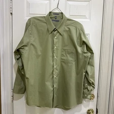 Geoffrey Beene Classic Fit No IronGreen Long Sleeve Dress Shirt  XXL /18" 34/35