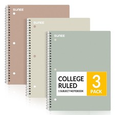 Spiral Notebooks, 3 Pack, 1-Subject, College Ruled Paper, 8" x 10-1/2", 70 Sh...
