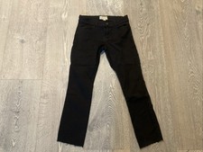 CURRENT ELLIOTT womens size 27 black frayed hem the cropped straight denim jeans