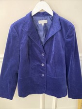 Talbots Blue Velvet 3 Button Women's Blazer Size 12 EUC Chic Stylish