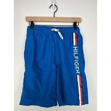 Tommy Hilfiger Boys Blue Swim Trunks Size L 16-18 With Logo Stripe  Mesh Lining