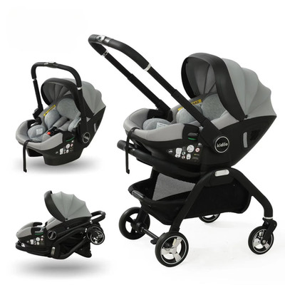 Tragbarer 3-in-1 Luxus-Kinderwagen mit Schlafkorb, Autositz und Faltfunktion