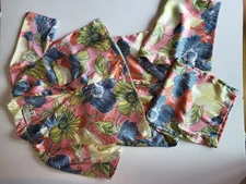 Rachel Zoe Womens Shirt Pants Pajama PJ Set Pink Floral Loose Fit Size Medium 