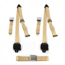 Chevy Truck 1960 - 1962 Airplane 3pt Tan Retractable Bench Seat Belt Kit - 3 Be 