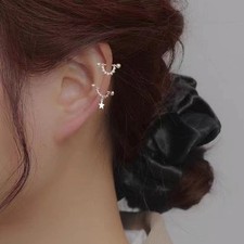 Women's Star Shaped Pendant Inlay Rhinestone Ear Stud Jewelry Earrings Alloy