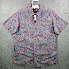 NEW Cremieux Casual Shirt Men XLT Stretch Paisley Short Sleeve Button Colorful