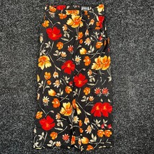 VTG 90s Paul Harris Design Floral Wrap Skirt Women  s 8  10 Black Maxi Tulip Hem