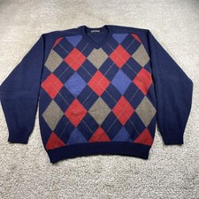 Clan Douglas Sweater Mens Medium Argyle V-Neck 100 Cashmere Made in Scotland