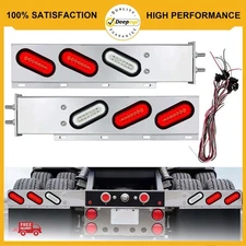 Chrome 30" Mud Flap Hanger Bar 41LED 4 Red 2 White Lighted for Semi Truck