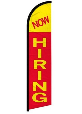 #ad #ad Now Hiring Windless Full Sleeve Feather Advertising Help Wanted Banner Flag 100D $22.88