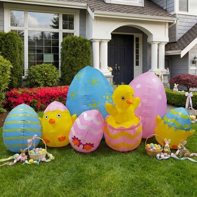 Bright and Festive 8FT Easter EGGS Inflatables with LED Lights for Outdoor Fun