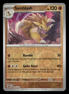 Sandslash 028/165 SV: Scarlet & Violet 151 Reverse Holo Pokemon TCG -EN NM