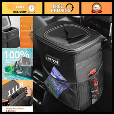 Leakproof Car Trash Can Organizer - 2-Gallon Capacity, Compact Durable, Black