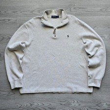 Polo Ralph Lauren Brown Tan Pony Cotton Quarter Zip Pullover Sweater Mens Large