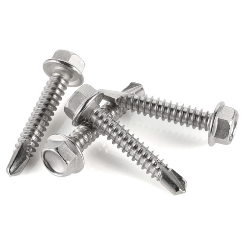 100 PCS #10 x 3/4" Hex Washer Head Self-Drilling Screws - 410 Stainless Steel - Picture 6 of 8