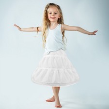 White Kids Petticoat Dress Underskirt Adjustable for Girls Costume