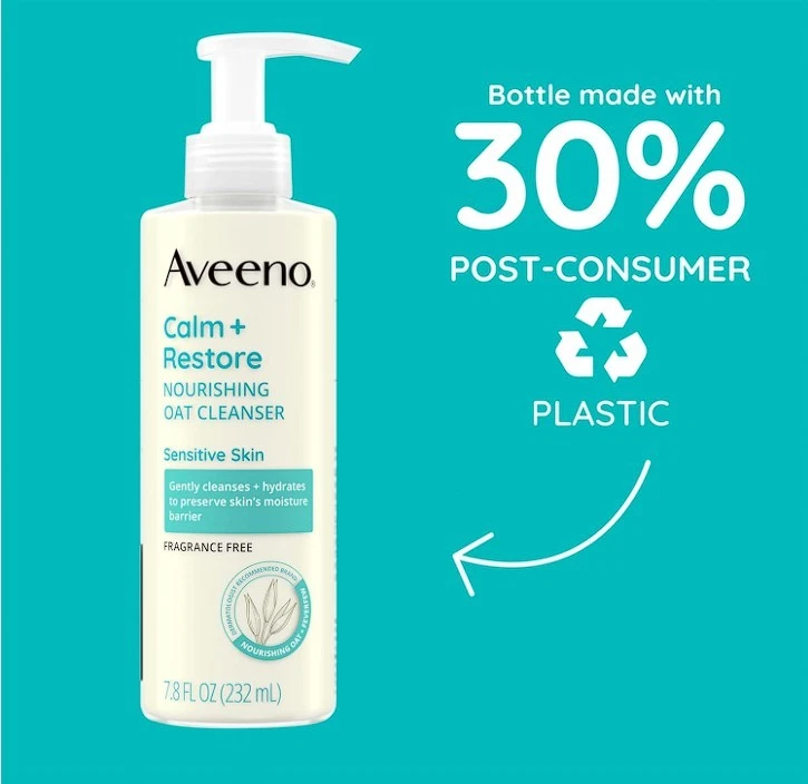 Limpiador facial de avena nutritiva Aveeno Calm + Restore para piel sensible 7,8 oz Foto 4 de 4