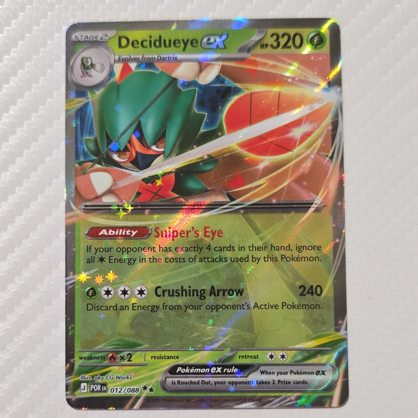 Pokémon TCG Decidueye ex Holo Double Rare 015/197 Obsidian Flames 320 HP