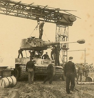 RARE! German Pzkw.VI TIGER Panzer Tank Having Turret Lifted for Maintenance!
