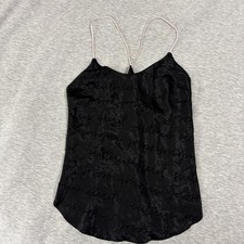 NWT Victoria s Secret Black Satin Cami Pajama Top Small Dainty