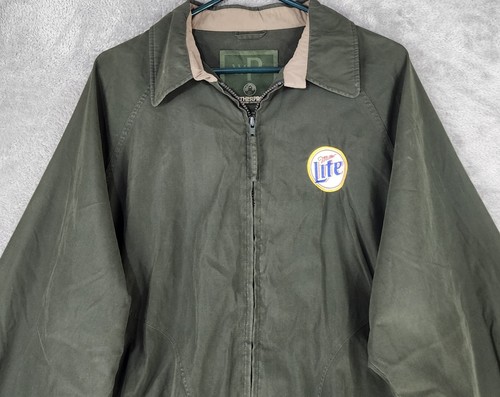 Miller Lite Weather Proof Jacket Mens Large Green Faux Suede Full Zip Vintage - Picture 7 of 13