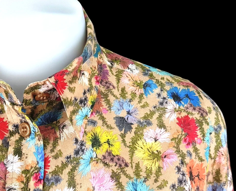PAUL SMITH X Mujer Floral L/S CAMISA DE NOCHE Blusa U/S Suave - S - UK10/12 - £195 Foto 2 de 4