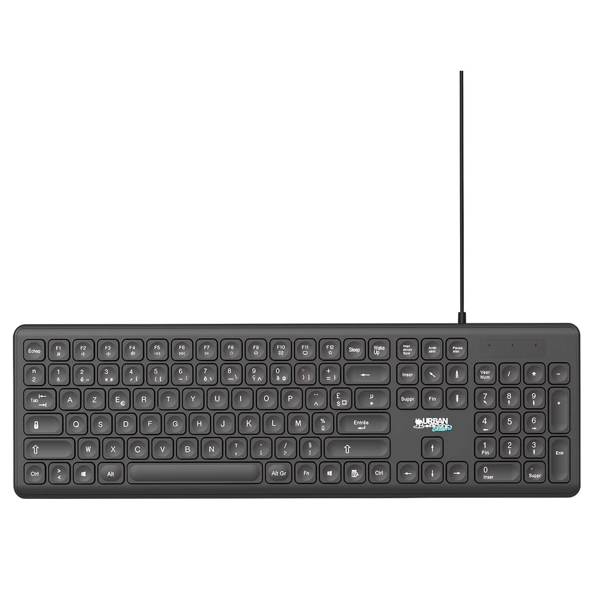 Clavier filaire grand format Urban Factory Cyclee au design épuré noir pour bureau