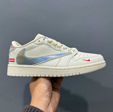 Nike Supreme Men s US 10 Low Top Leather Lace-Up Sneakers White Silver Red