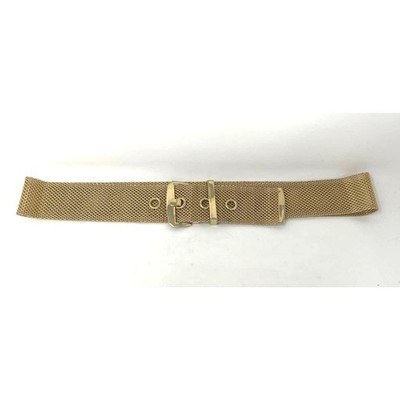 VINTAGE 70s 80s Women's GOLD MESH Metal Statement Waist Buckle Belt S/M