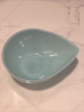 MCM VINTAGE FIRE KING DELPHITE BLUE GLASS SWEDISH MODERN TEAR DROP MIXING BOWL