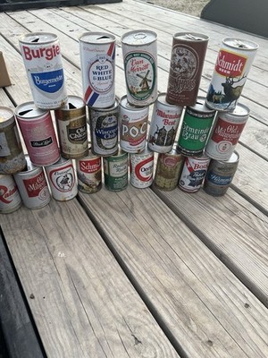 Lot of 22 Beer Cans Empty Schmidt Red White & Blue Steinhaus Hamm s Draft Bock