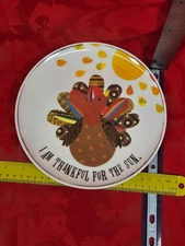 Pottery Barn Thanksgiving Turkey Plate 9" Melamine Kids Dinner I Am Thankful
