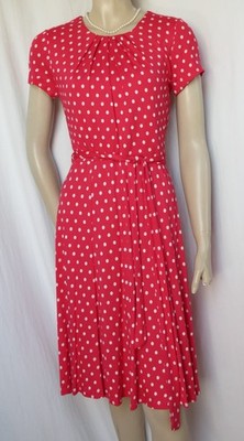 Laura Ashley Kleid 36 rot weiß Punkte polka dots Hochzeit Sommer Fest Viskose