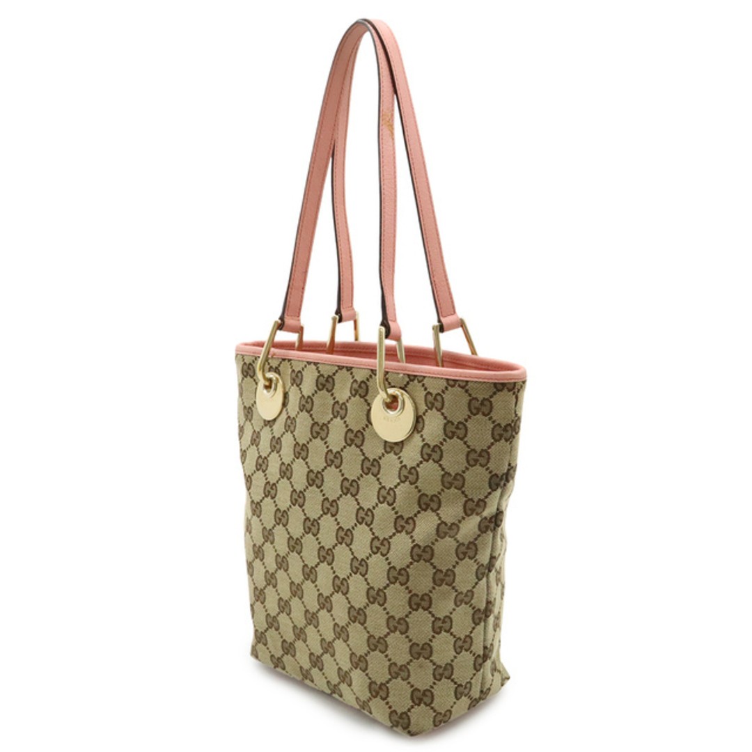 Gucci GG Canvas Tote Bag Women's Shoulder Bag Khaki Pink Leather Used thumbnail 2