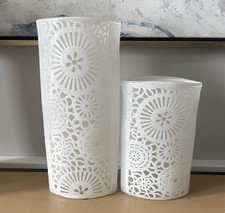 Bassett Textured Oval Glass Vases (2)