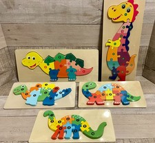 Montessori Toddler Dinosaur Puzzles Lot of 5 Featuring T-Rex, Stegosaurus  More