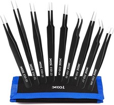 ESD Precis Tweezers Set, Anti-Static Stainl Steel Tweezers Kit